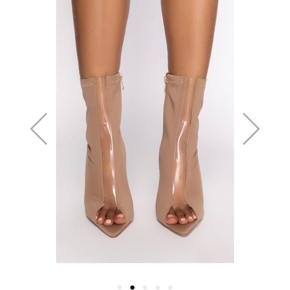 Nude Color, Stiletto Heeled Nylon Sock Bootie. Size 11